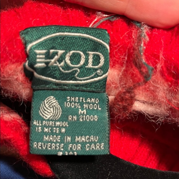 Izod red 100% Shetland wool poncho sweater medium m - Picture 7 of 7